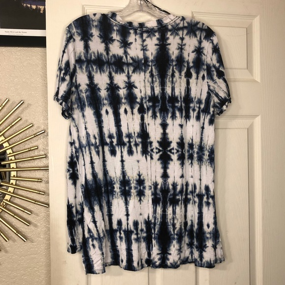 Rock & Republic Tie Dye Short Sleeve V-Neck Tee LG - Picture 3 of 8